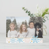 スノーフレークピンクブルー金ゴールドクリスマスホリデーズフォト シーズンカード (スタンド正面)