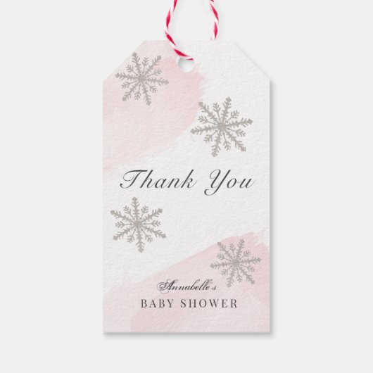スノーフレークピンクベビーその冷たい外ありがとう ギフトタグ (裏面)
