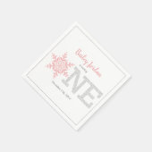 スノーフレークピンク&シルバーグリッター1st Birthday スタンダードカクテルナプキン (角)