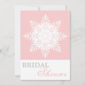スノーフレークピンク、白い冬の結婚式ブライダルシャワー 招待状 (正面)