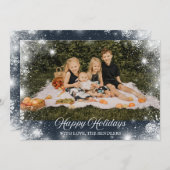 スノーフレークファミリーフォトクリスマスカード シーズンカード (正面/裏面)