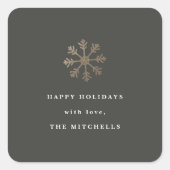 スノーフレークフェイク箔 |ホリデーステッカー スクエアシール (正面)