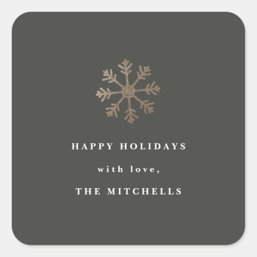 スノーフレークフェイク箔 |ホリデーステッカー スクエアシール (正面)