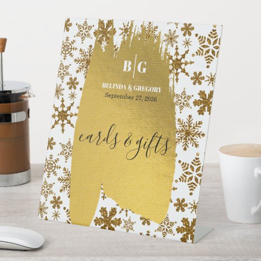 スノーフレークフェスティバルクリスマスウェディングカード&ギフト 台座サイン (インサイチュ)