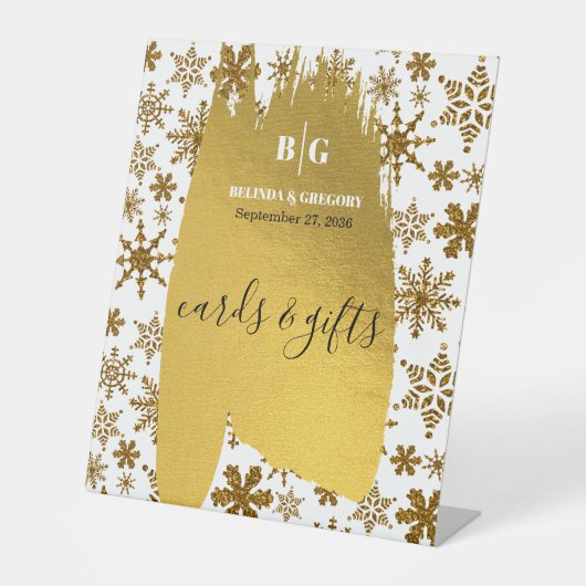 スノーフレークフェスティバルクリスマスウェディングカード&ギフト 台座サイン (正面)
