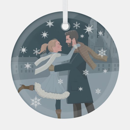 スノーフレークフォトオーナメントパーソナライズされた- Keepsake ガラスオーナメント (正面)