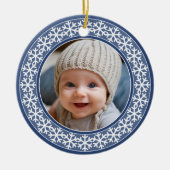 スノーフレークフォトフレームクリスマス両面 セラミックオーナメント (正面)