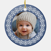 スノーフレークフォトフレームクリスマス両面 セラミックオーナメント (裏面)