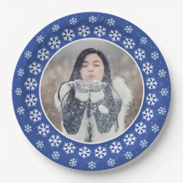 スノーフレークフレームの写真紙プレート ペーパープレート