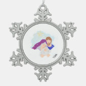 スノーフレークフレームオーナメントサビエ生まれア スノーフレークピューターオーナメント (正面)