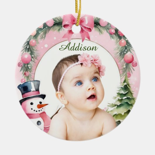 スノーフレークフレームオーナメントパーソナライズされた- セラミックオーナメント (正面)