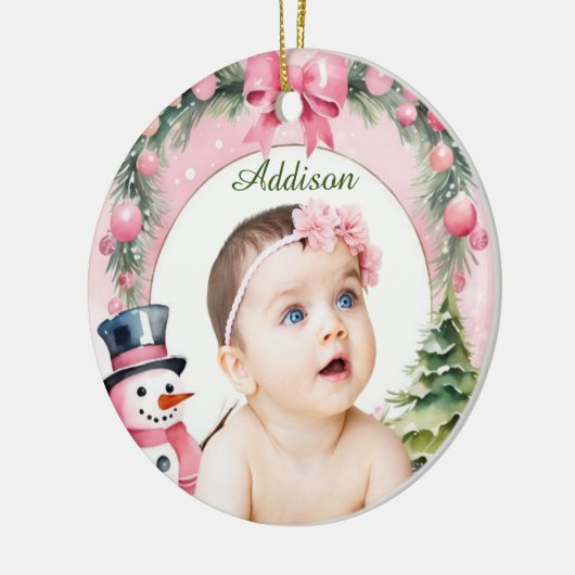 スノーフレークフレームオーナメントパーソナライズされた- セラミックオーナメント (左)