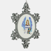 スノーフレークフレームオーナメント: Archangel Micheal スノーフレークピューターオーナメント (左)