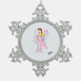 スノーフレークフレームオーナメント: Archangel Selaphiel スノーフレークピューターオーナメント