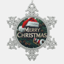 スノーフレークフレームクリスマスオーナメント - ラスティックホリデー