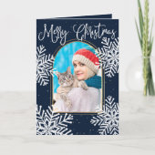 スノーフレークフレームクリスマスファミリーフォト カード (正面)