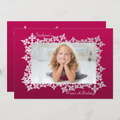 スノーフレークフレームフォト招待状 招待状 (正面/裏面)