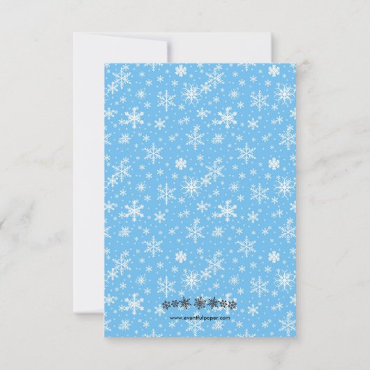 スノーフレークフレームブルー3枚 – 3x5クリスマスカード 招待状 (裏面)