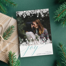 スノーフレークフレームホリデーフォトカード | アイス