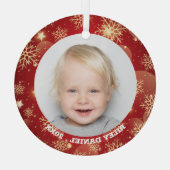 スノーフレークフレーム写真 ガラスオーナメント (裏面)