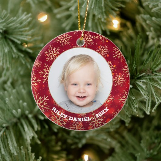 スノーフレークフレーム写真 セラミックオーナメント (ツリー)