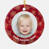 スノーフレークフレーム写真 セラミックオーナメント (正面)