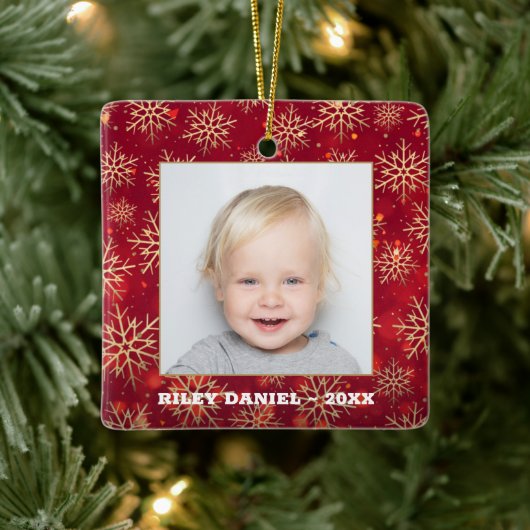 スノーフレークフレーム写真 セラミックオーナメント (ツリー)