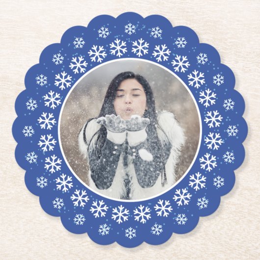 スノーフレークフレーム紙コースターの写真 ペーパーコースター (正面)