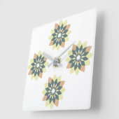 スノーフレークフローラオレンジイエロー スクエア壁時計 (傾斜)