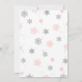 スノーフレークフローラリース冬の女の子ベビーシャワー 招待状 (裏面)