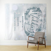 スノーフレークフローラ冬の結婚式の背景 タペストリー (インサイチュ(横))