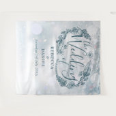 スノーフレークフローラ冬の結婚式の背景 タペストリー (正面(横))