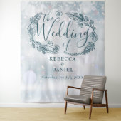 スノーフレークフローラ冬の結婚式の背景 タペストリー (インサイチュ)