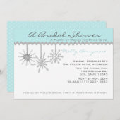 スノーフレークブライダルシャワーアイスブルー 招待状 (正面/裏面)