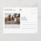 スノーフレークブラッククリスマススクリプトファミリーフォト シーズンポストカード (裏面)