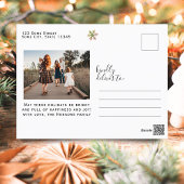 スノーフレークブラッククリスマススクリプトファミリーフォト シーズンポストカード