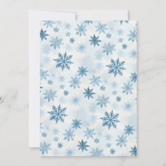 スノーフレークブルーとホワイトウォーターの色の家族写真 シーズンカード (裏面)