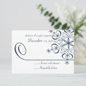 スノーフレークブルーエレガンスレスポンスカード 出欠カード (スタンド正面)