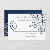 スノーフレークブルーエレガンスレスポンスカード 出欠カード (正面/裏面)