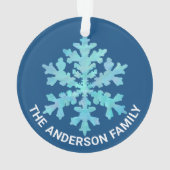 スノーフレークブルーオパールおもしろい2面クリスマス写真 オーナメント (裏面)