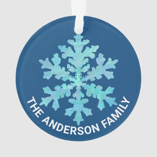 スノーフレークブルーオパールおもしろい2面クリスマス写真 オーナメント (裏面)