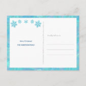 スノーフレークブルーオパール4フォトコラージクリスマス ポストカード (裏面)