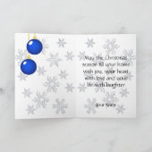 スノーフレークブルーオーナメントクリスマスカード シーズンカード (内部)