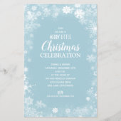スノーフレークブルークリスマスホリデーバジェット招待状 (正面)