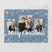 スノーフレークブルークリスマス葉書 ポストカード (正面)