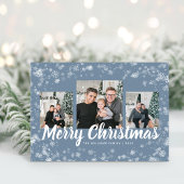 スノーフレークブルークリスマス葉書 ポストカード