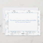 スノーフレークブルーシルバーグレーウィンターワンダーランド写真 シーズンカード (裏面)