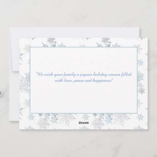 スノーフレークブルーシルバーグレーウィンターワンダーランド写真 シーズンカード (裏面)