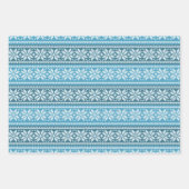 スノーフレークブルーノルディックニットフェイクセーター ラッピングペーパーシート (正面2)