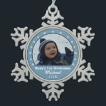 スノーフレークブルーフォトオーナメント スノーフレークピューターオーナメント<br><div class="desc">スノーフレークブルーフォトオーナメント。男の赤ちゃん素晴らしの初めてのクリスマスに</div>